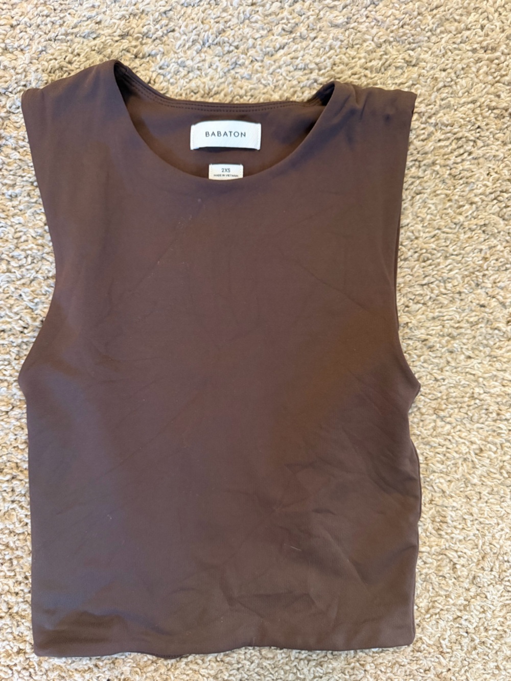 Babaton Brown Sleeveless Crewneck Tank
